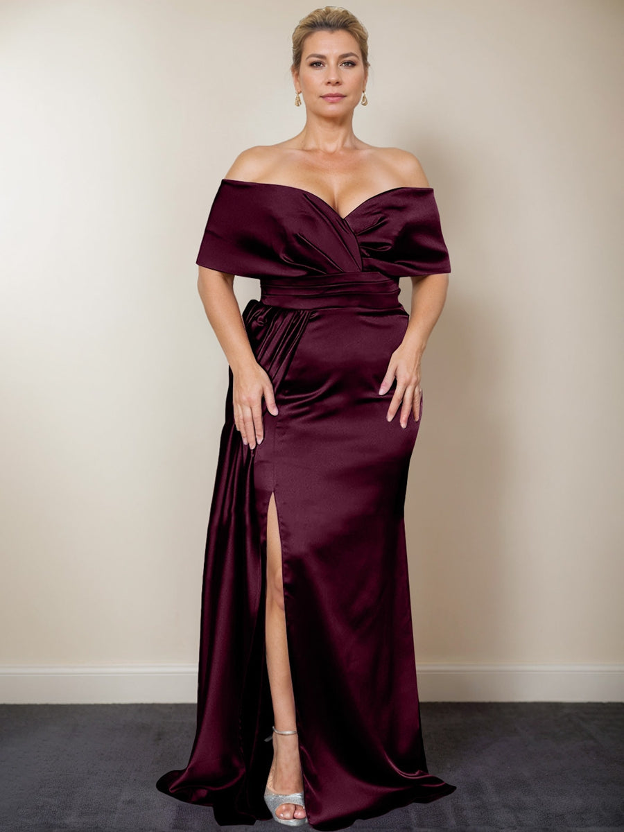 Plus Size Off the Shoulder Mother of the Bride Trumpet Mermaid Dress with Side Split