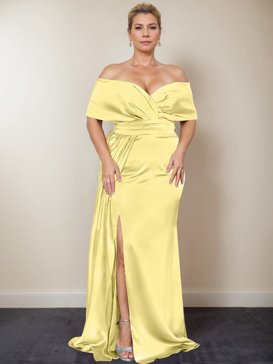 Plus Size Off the Shoulder Mother of the Bride Trumpet Mermaid Dress with Side Split