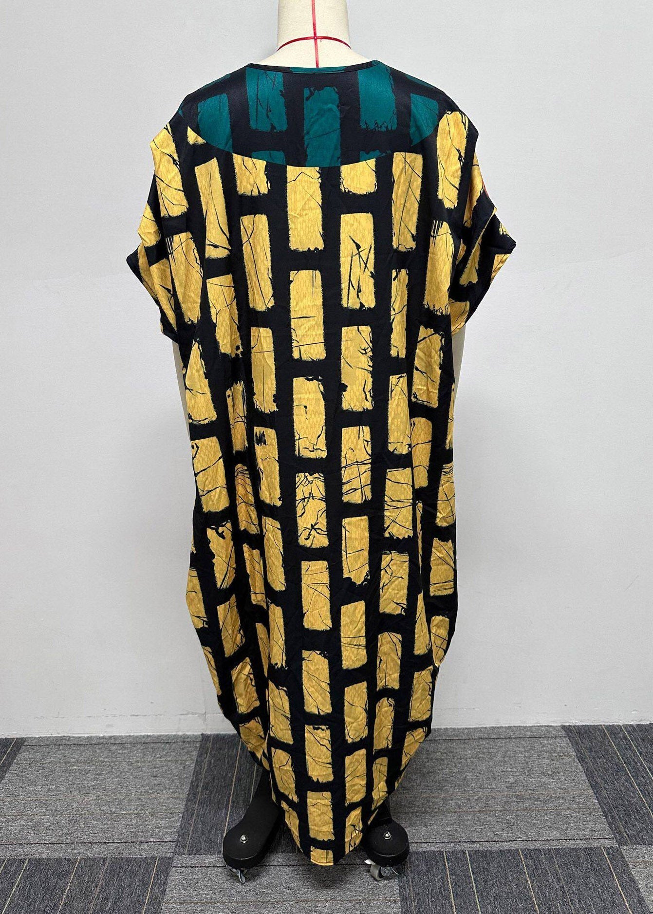 Plus Size Orange V Neck Plaid Holiday Long Dress Summer