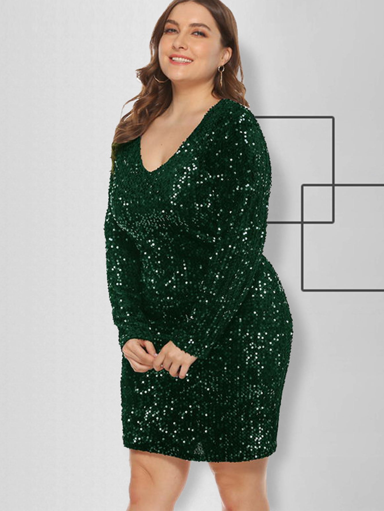 Plus Size Sequins Glitter Bodycon Dress