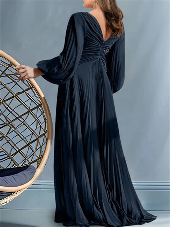Plus Size V Neck A Line Gown for the Mother of the Bride with Ruched Detail