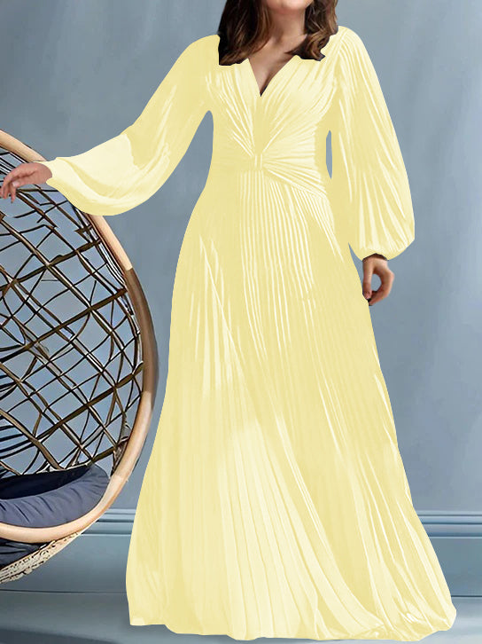 Plus Size V Neck A Line Gown for the Mother of the Bride with Ruched Detail