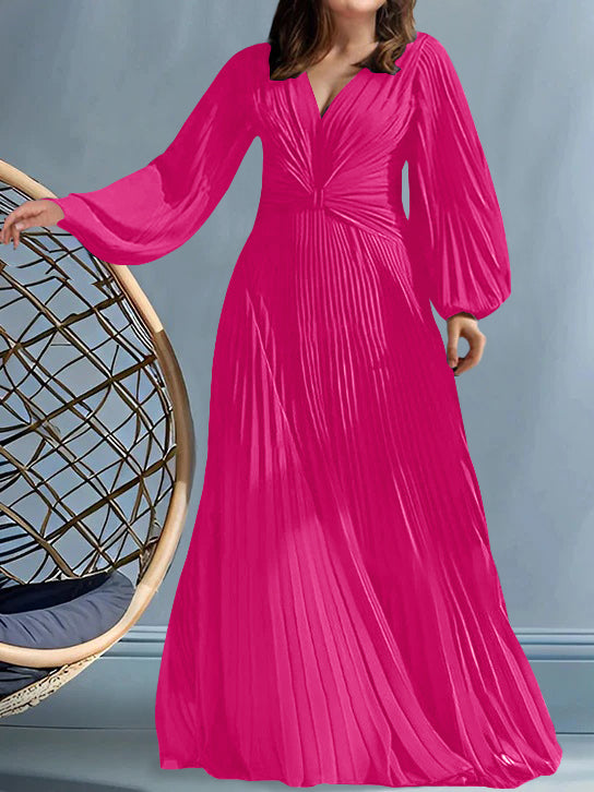 Plus Size V Neck A Line Gown for the Mother of the Bride with Ruched Detail