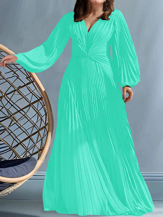 Plus Size V Neck A Line Gown for the Mother of the Bride with Ruched Detail