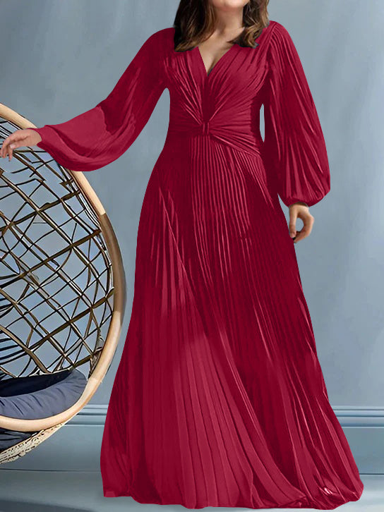 Plus Size V Neck A Line Gown for the Mother of the Bride with Ruched Detail