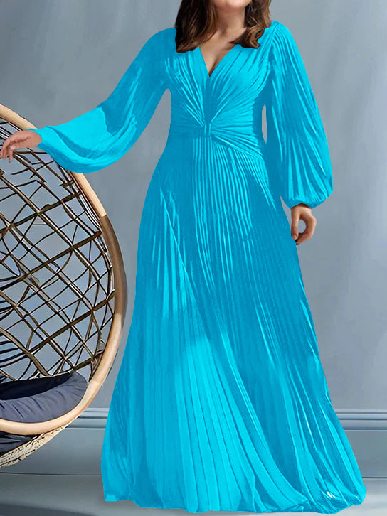 Plus Size V Neck A Line Gown for the Mother of the Bride with Ruched Detail