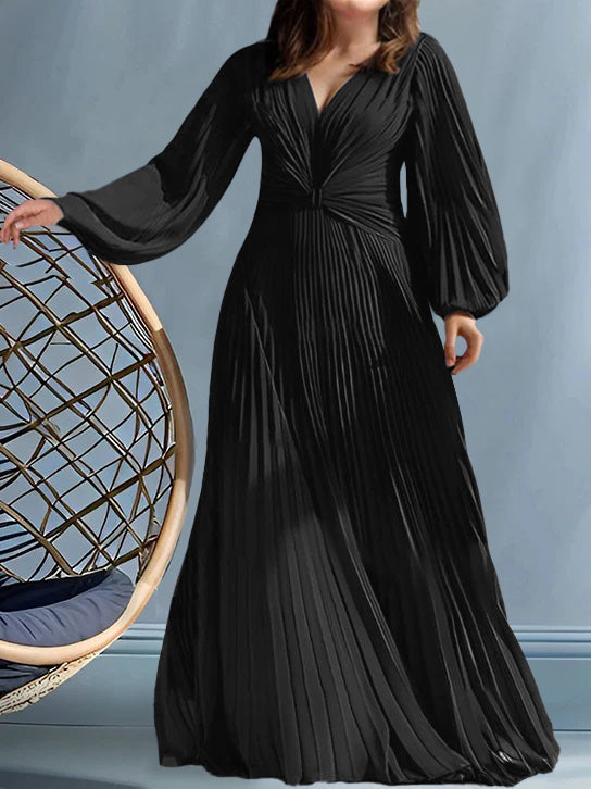 Plus Size V Neck A Line Gown for the Mother of the Bride with Ruched Detail