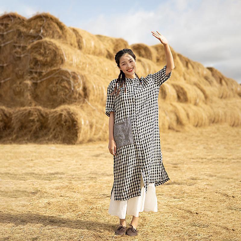 Plus Size Plaid Patchwork Casual Dress