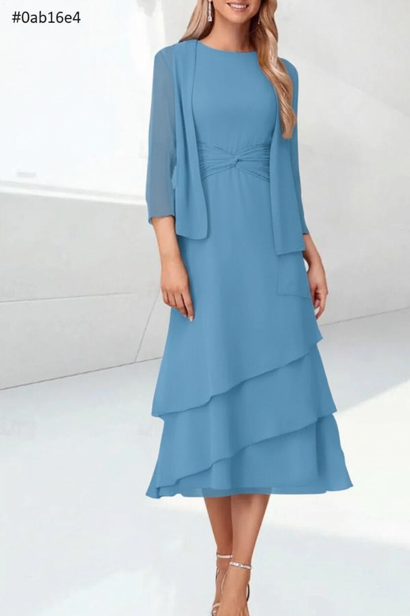 Mint Green Mother of the Bride Dress Chiffon Two Piece Wedding Guest Dress