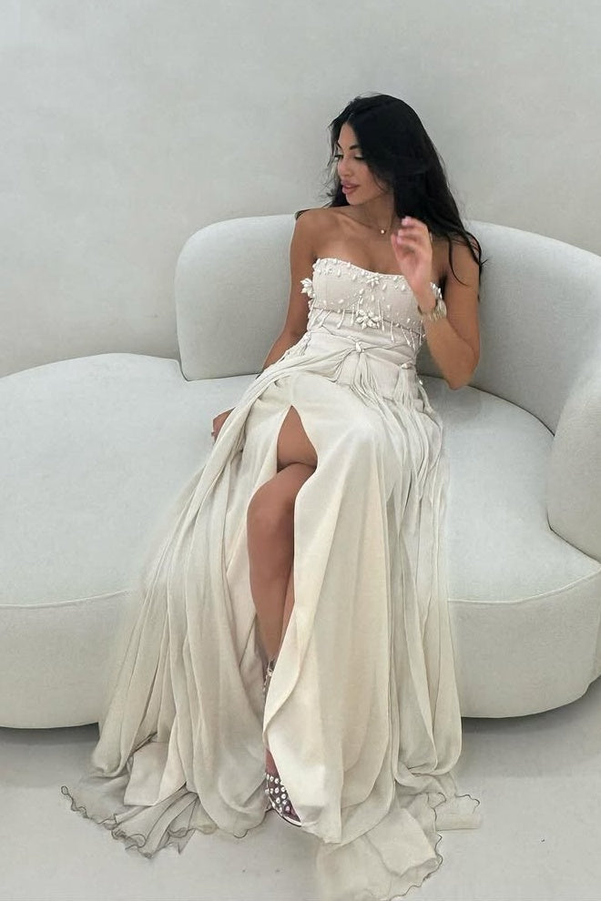 Gorgeous A Line Strapless/Sweetheart Silver/Light Pink Long Party Dress with Ruffles