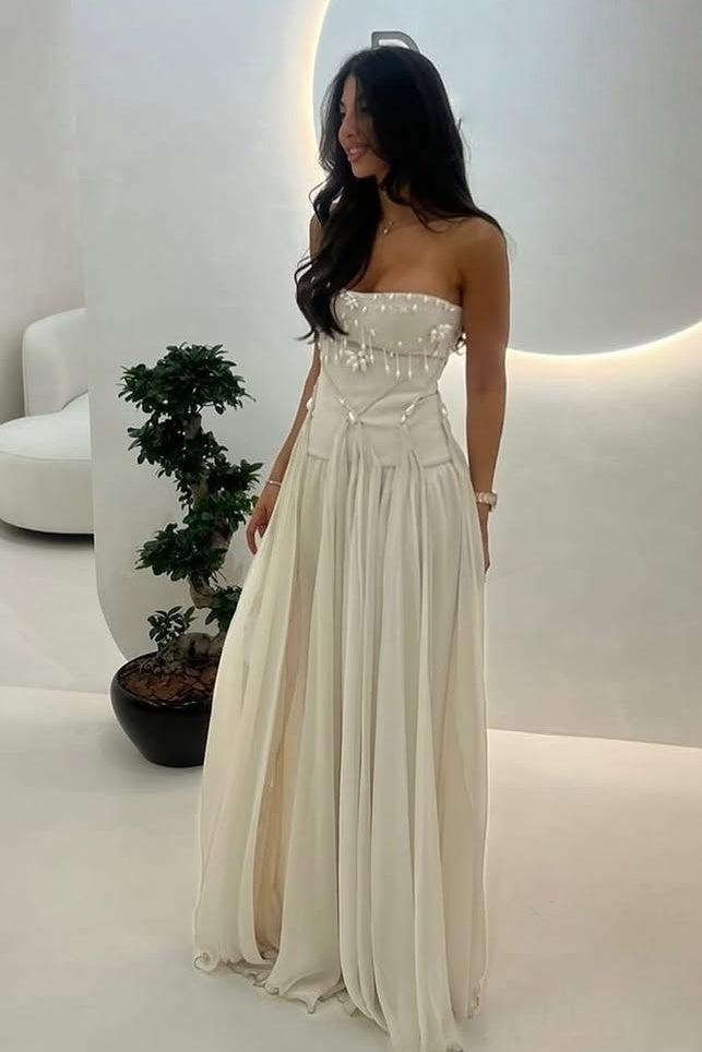 Gorgeous A Line Strapless/Sweetheart Silver/Light Pink Long Party Dress with Ruffles