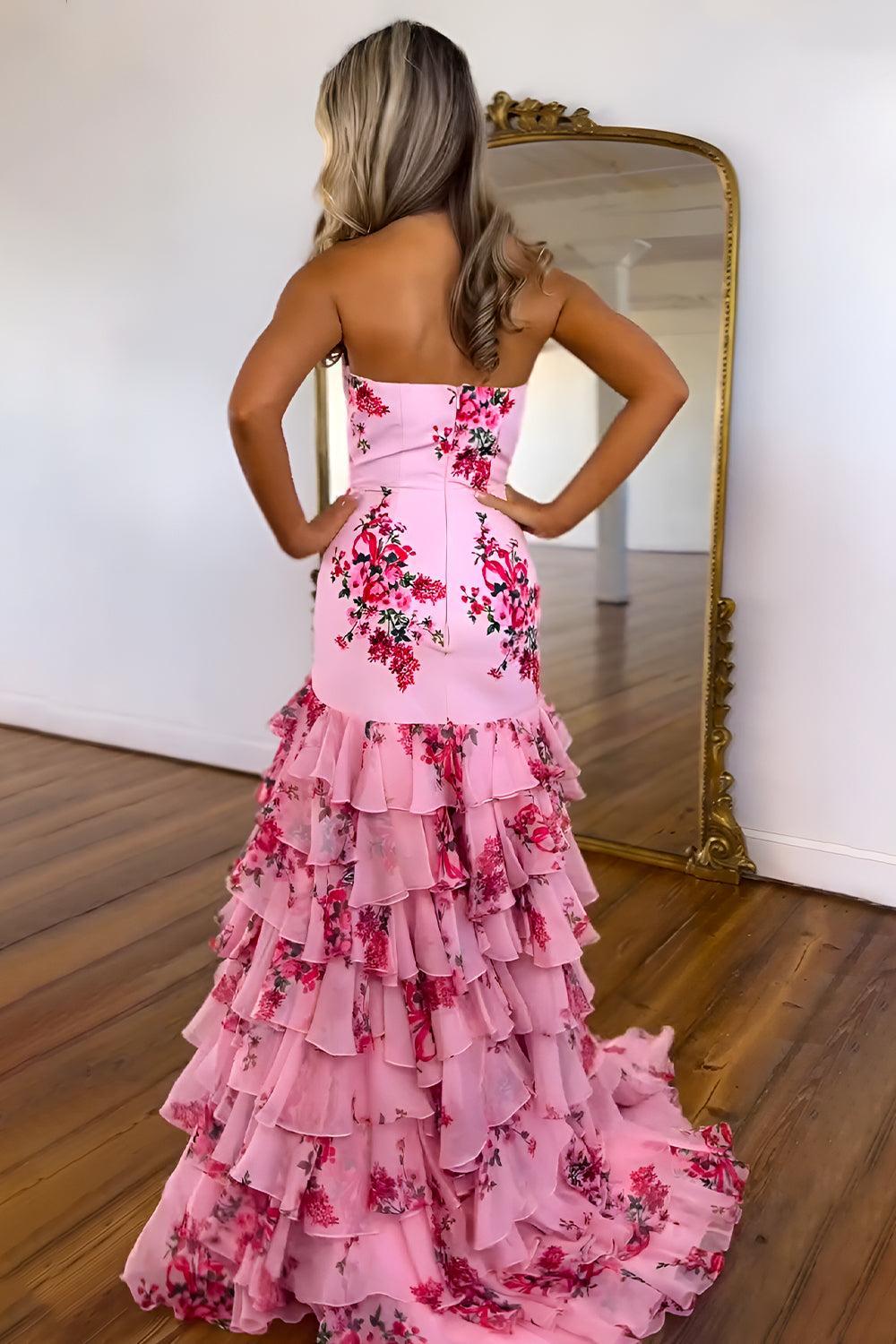 Suzhoufashion Blue Flower Prom Dress Sweetheart Mermaid Ruffled Long Formal Dress With Bow
