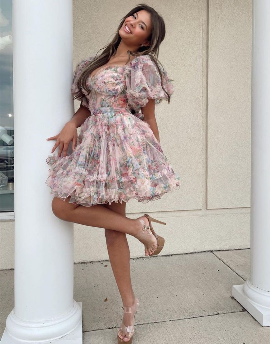Sweet Off The Shoulder A-Line Short Tulle Homecoming Party Dress