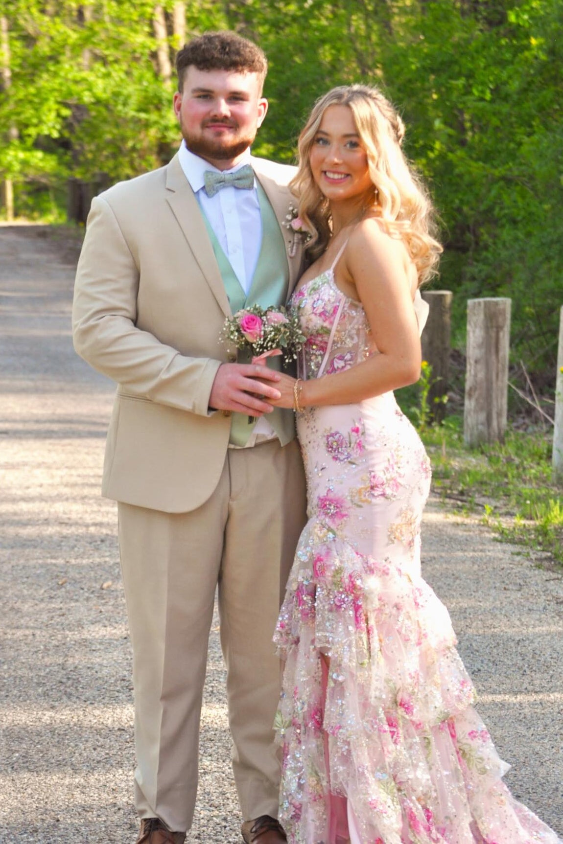 Pretty Mermaid Spaghetti Straps Pink Corset Prom Dress with Appliques - View 2 | VelvetHem