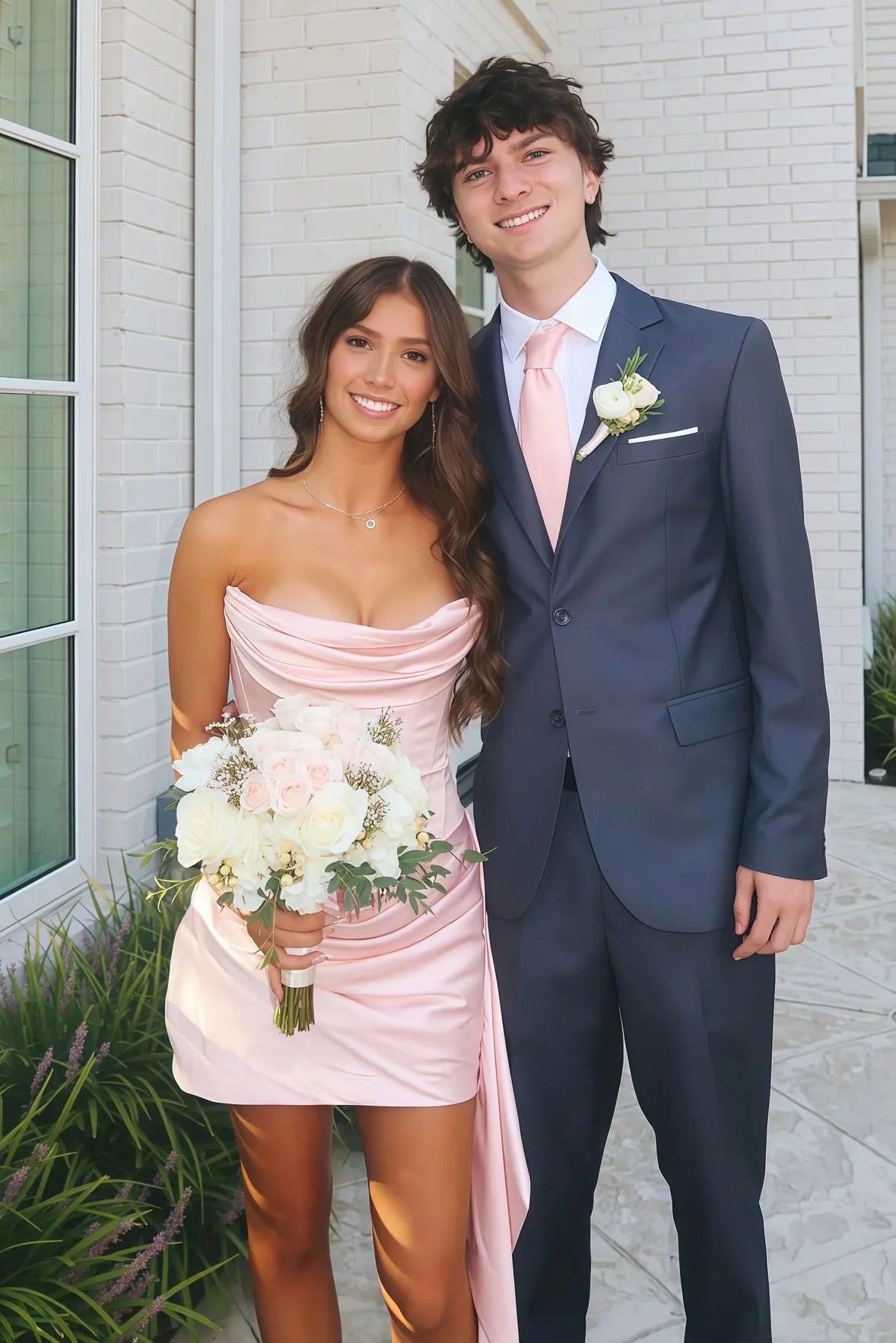 Pretty Sheath Strapless Light Pink Corset Homecoming Dress with Ruched