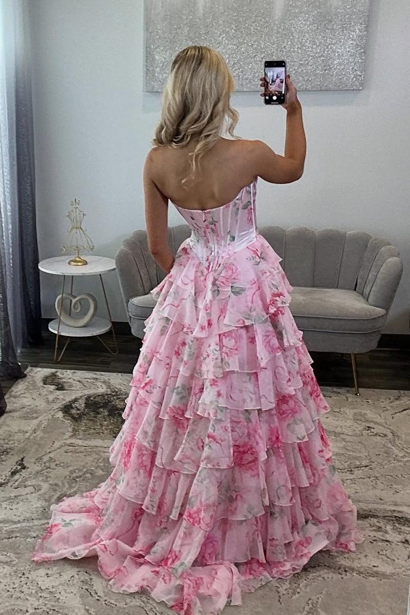 Suzhoufashion Princess A Line Sweetheart Pink Corset Prom Dress With Ruffles Appliques Formal Evening Gown
