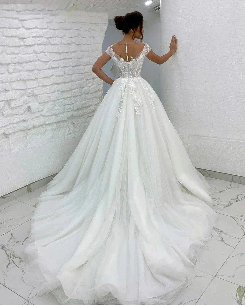 Princess Wedding Dresses Off Shoulder 3D Lace Applique Ladies Sleeveless Boho Bridal Gowns Vestido De Novia Custom 2023 (ZD13467)