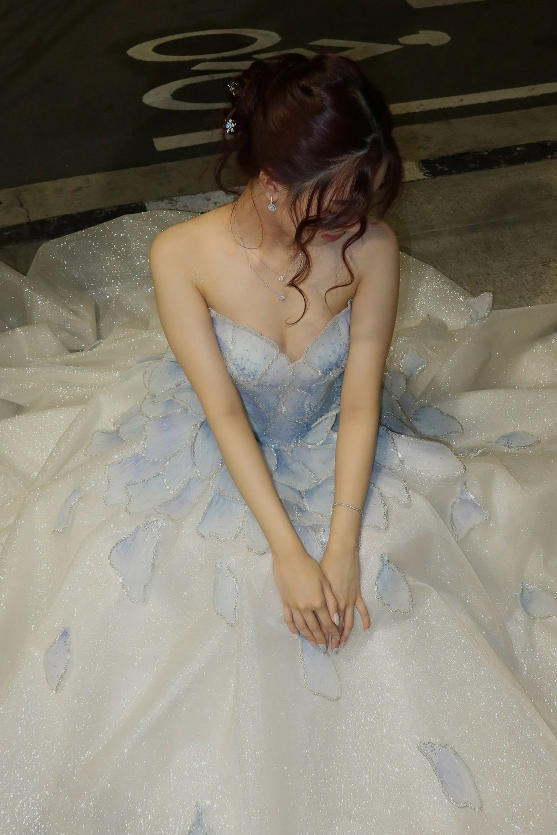 Luxurious A Line Sweetheart Light Blue Long Prom Dress with Beading - View 7 | VelvetHem
