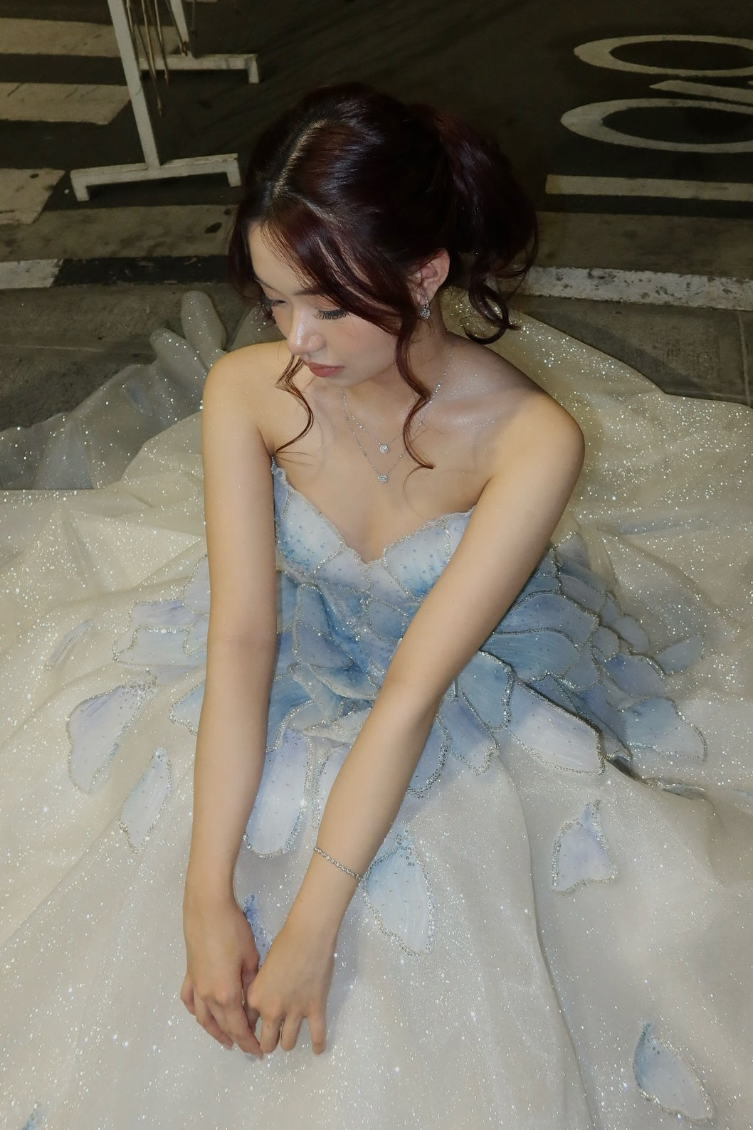 Luxurious A Line Sweetheart Light Blue Long Prom Dress with Beading - View 9 | VelvetHem