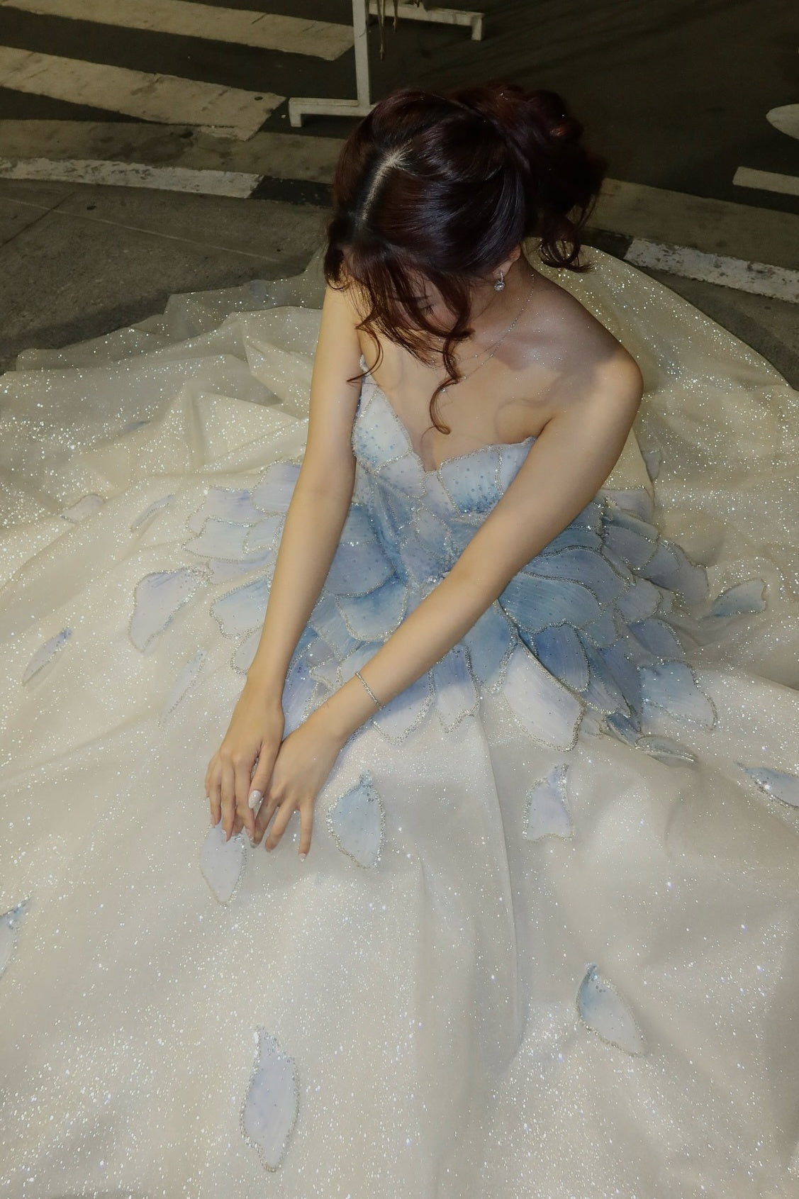 Luxurious A Line Sweetheart Light Blue Long Prom Dress with Beading - View 10 | VelvetHem