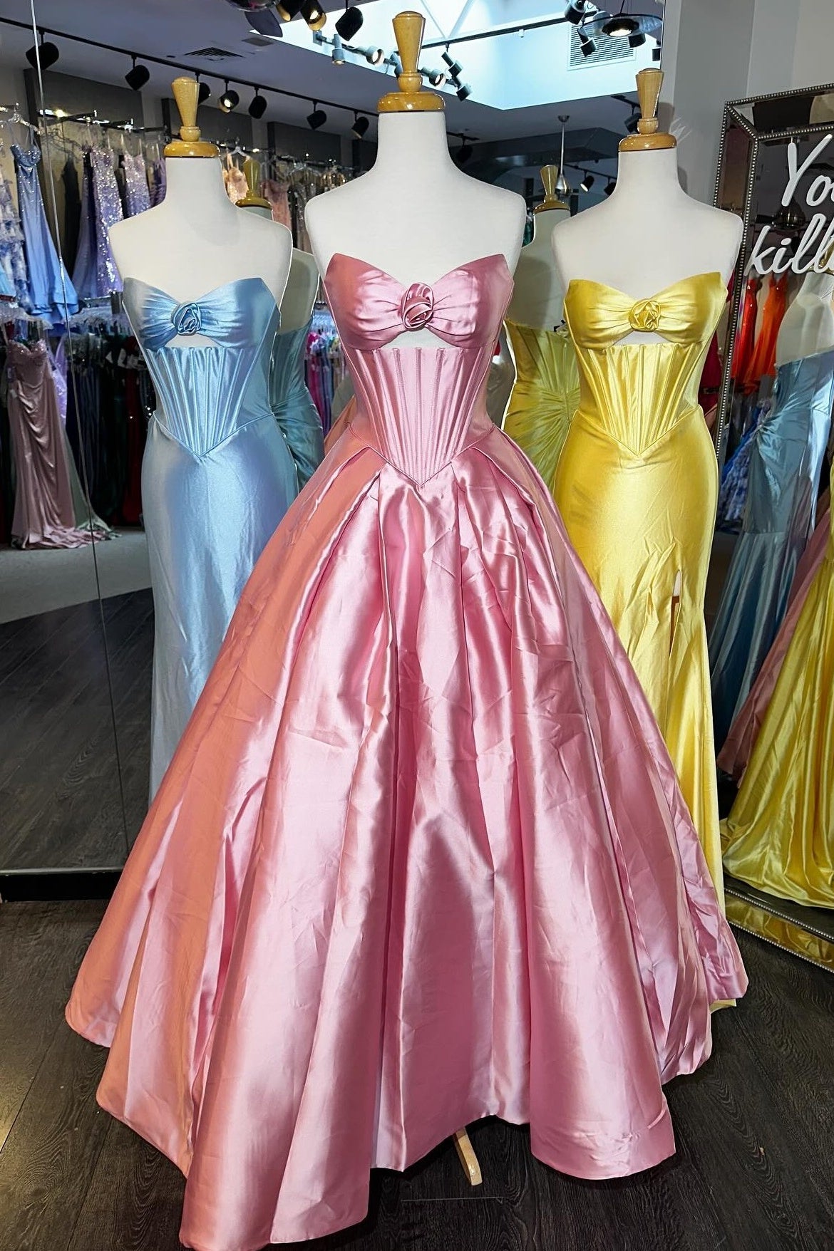 Elegant A Line Sweetheart Pink Corset Prom Dress with 3D Flowers - VelvetHem