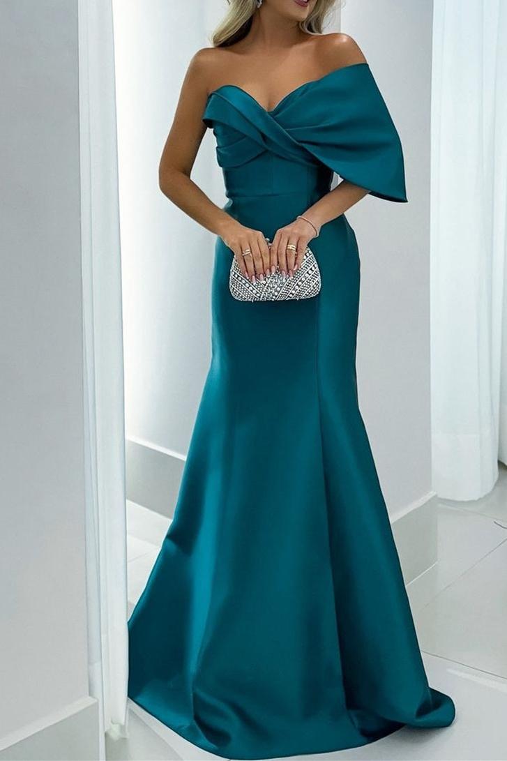 Pure Color Sweetheart Long Mermaid Trumpet Mother of the Bride Dress