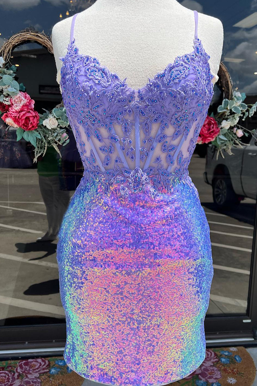 Purple Homecoming Dresses Corset Tight Short Cocktail Dresses with Lace