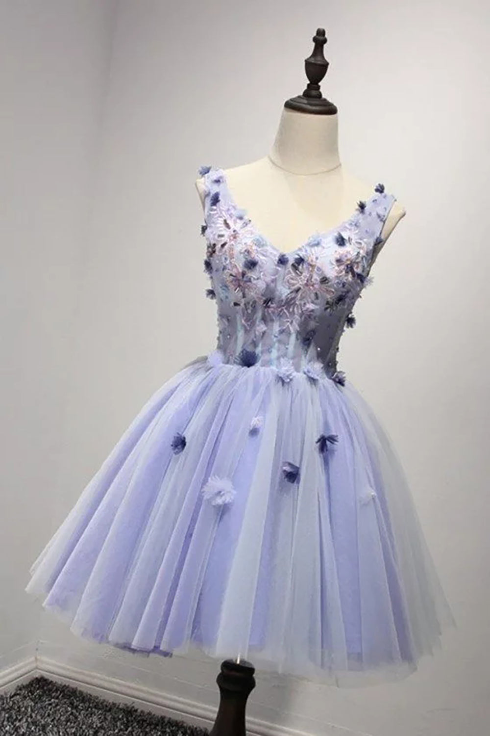 Purple Homecoming Dresses V Neck A Line Prom Dress