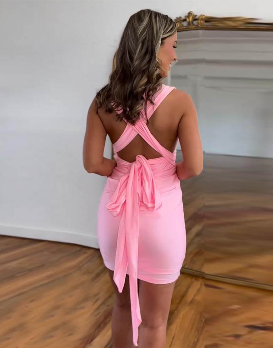 Purple Convertible Straps Open Back Tight Homecoming Party Dress - View 15 | VelvetHem