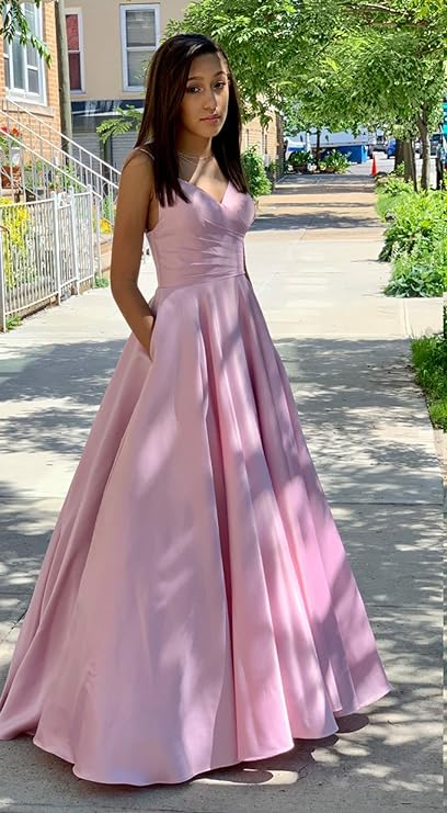 Classic Pink A-line Prom Dress With Pockets,Pink Dance Dress - VelvetHem