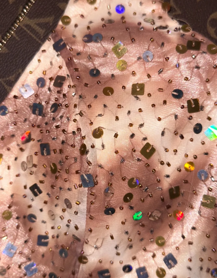 Chic Halter V Neck Chiffon Print Floral Sequin Beaded Mermaid Party Dress Birthday Prom Gown - View 3 | VelvetHem