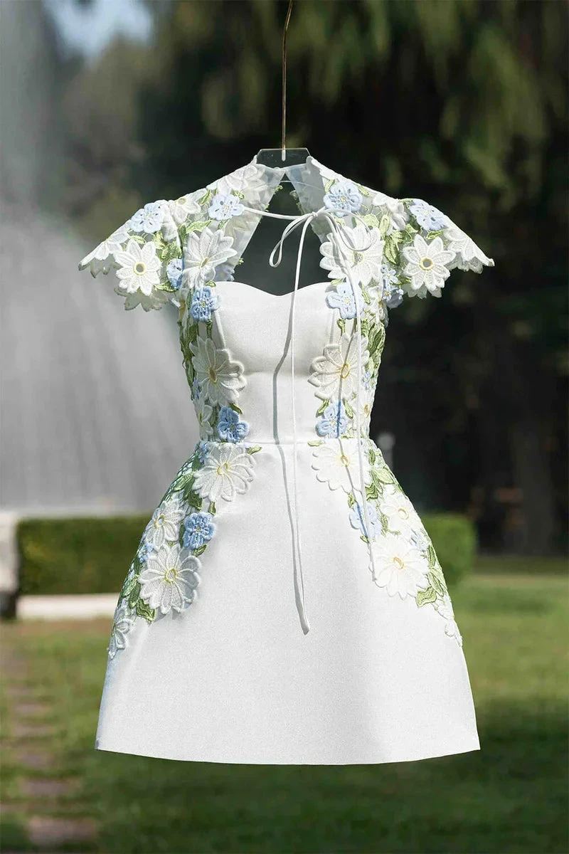 A-line Short Sleeved Mini Homecoming Dress Y2740 by simplepromdress