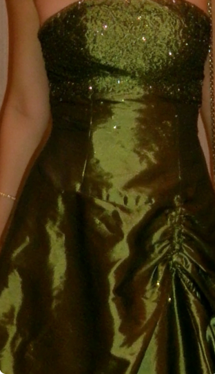 Elegant Green A-line Rhinestone Embellished Satin Long Prom Dress Evening Dress