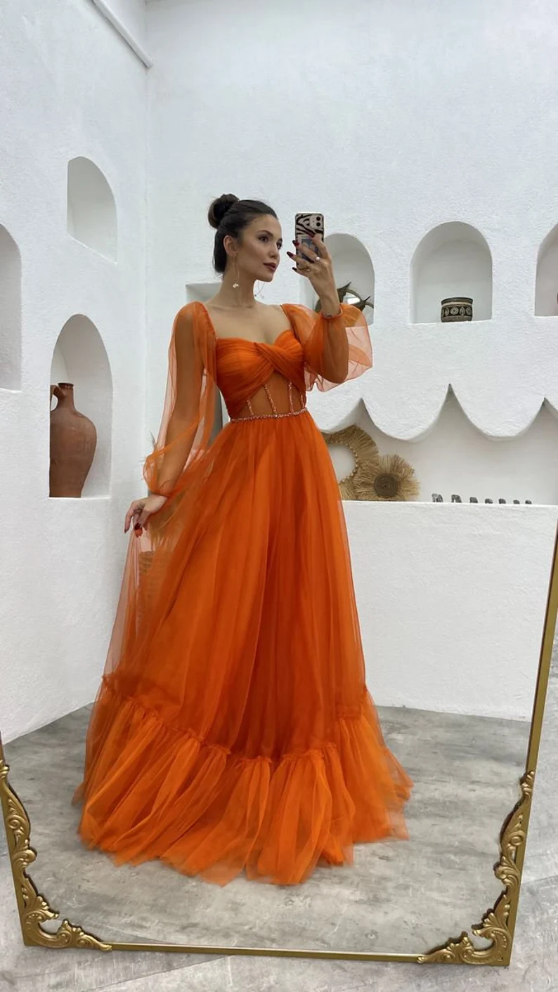 Prom dress fairy, corset burnt orange prom dress, photoshoot dress, prom ball gown
