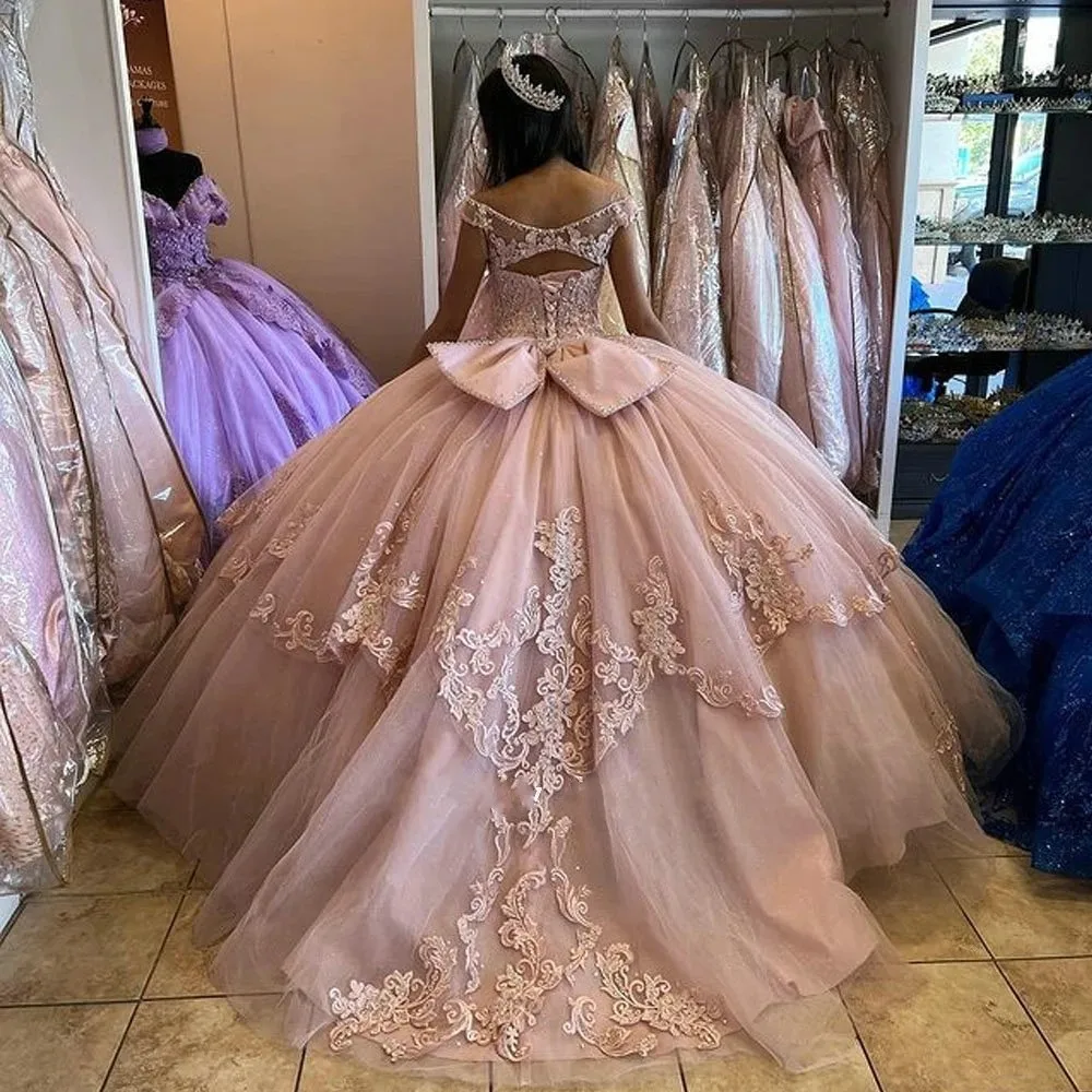 pink Quinceanera Dresses Ball Gown Formal Prom Graduation Gowns Princess Sweet 15 16 Dress - View 3 | VelvetHem