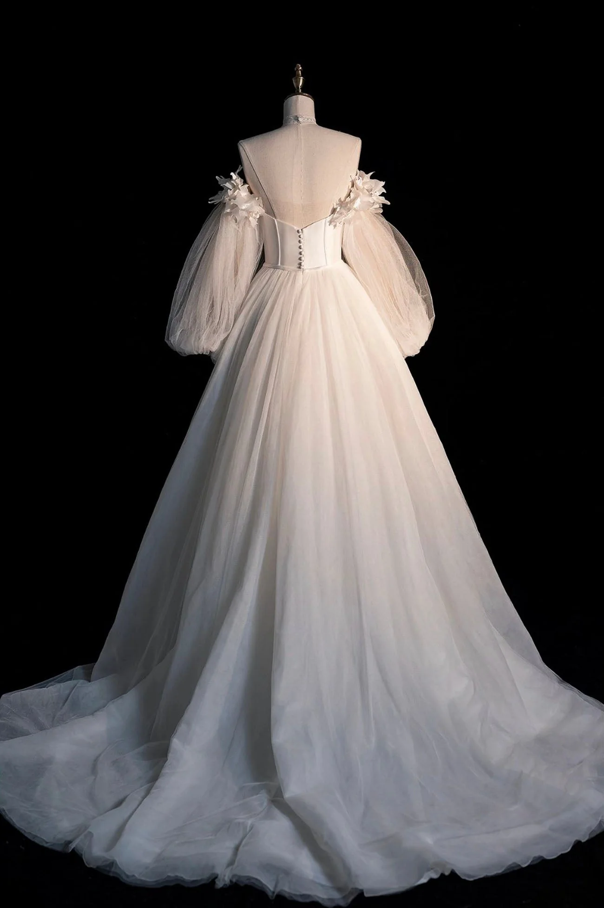 Tulle Long Sleeve Prom Dress, Off the Shoulder Evening Dress fg6045 - View 4 | VelvetHem