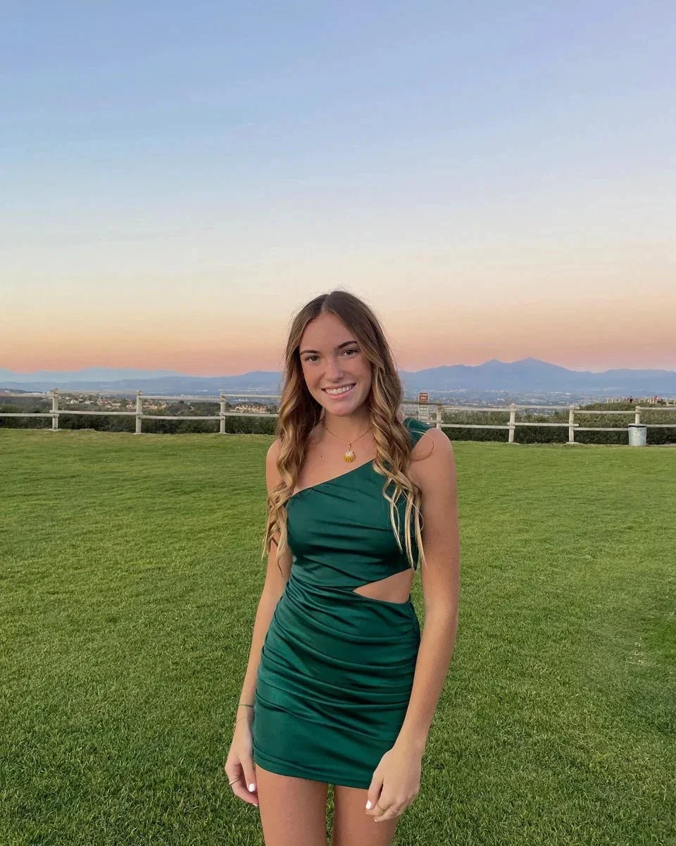 Sexy Green Waist Cutout Homecoming Dress (ZD11963)