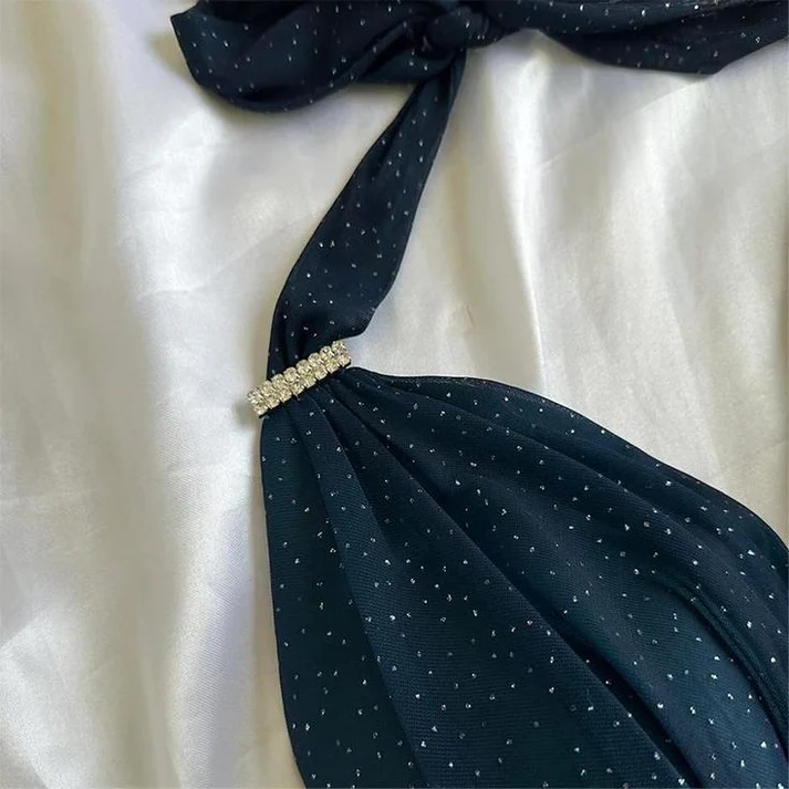 Beautiful Halter Ombre Navy Blue V Neck Chiffon Long Prom Dress Party Dress