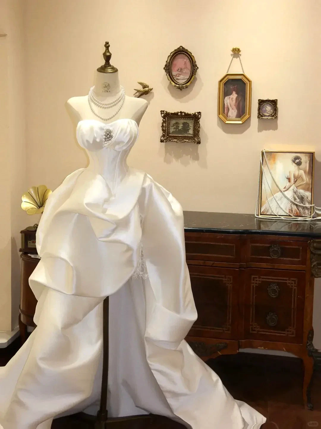 Charming White Satin Ruched Wedding Dress,Long Prom Dress Y8600 by simplepromdress