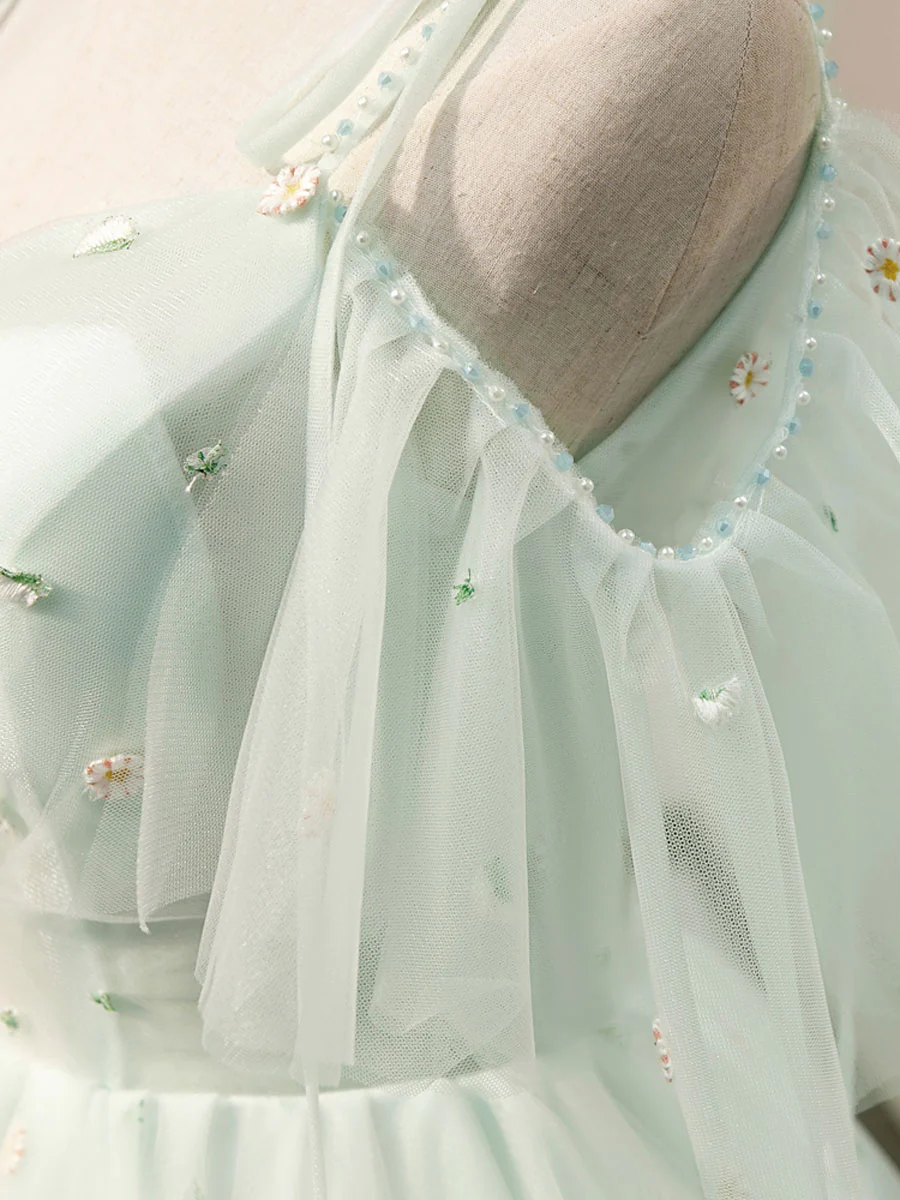 Simple Sweetheart Neck Tulle Short Dresses Puffy Green Homecoming Dresses Y2409