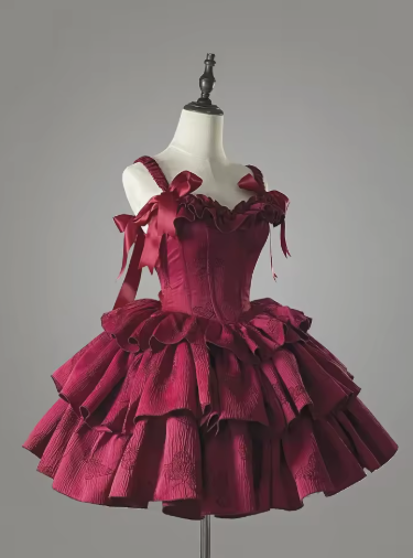 Sweet Satin Multi-Layered Print Floral A Line Homecoming Dress Red Spaghetti Straps Birthday Dress - View 5 | VelvetHem
