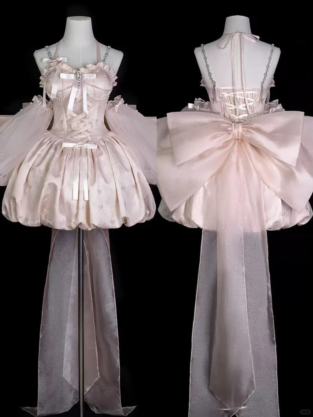 Sweet Pink Halter Satin A Line Formal Homecoming Dress Short Birthday Outfits - View 2 | VelvetHem