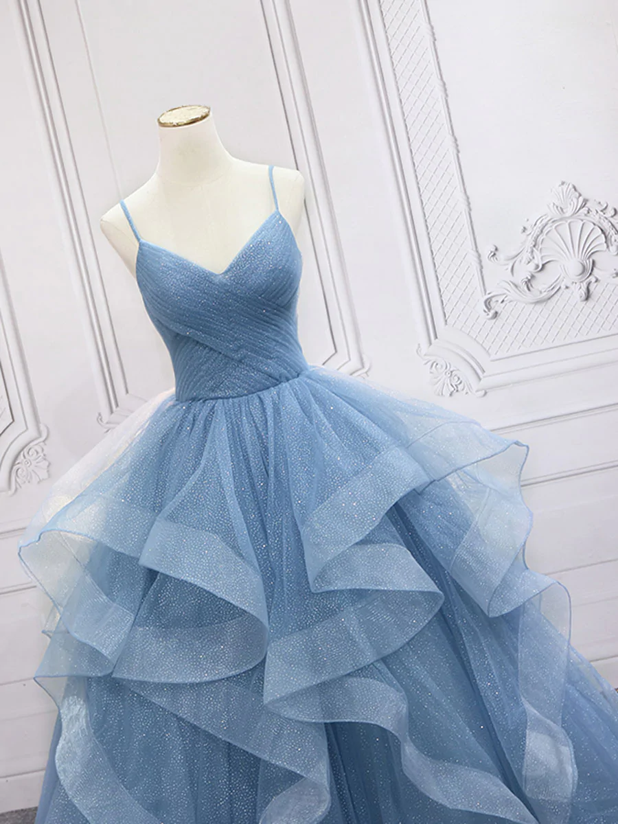 A-line tulle long prom dress dress,tulle sweet 16 dress - View 2 | VelvetHem