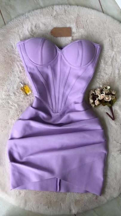 Violet Color Strapless Ruched Bodycon Dress,Mini Homecoming Dress Y4367 - VelvetHem