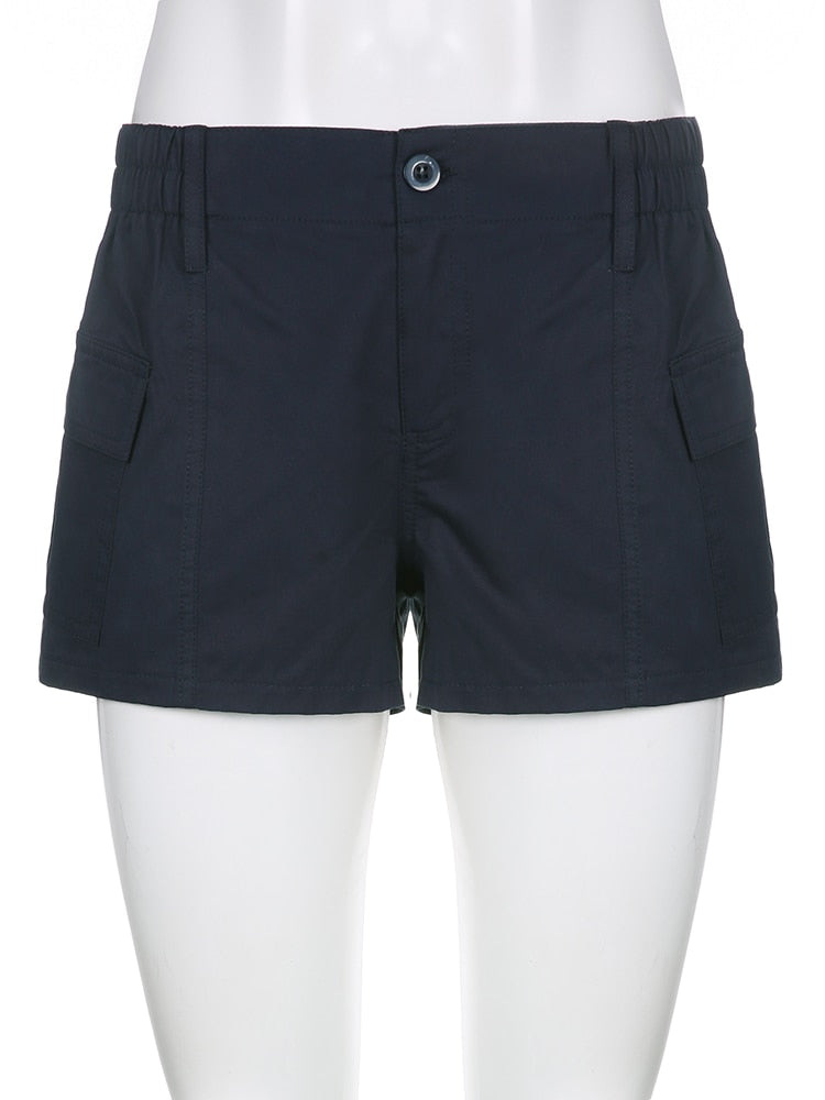 Low Waisted Shorts Harajuku Retro Basic Casual Sporty Bottom Women Biker