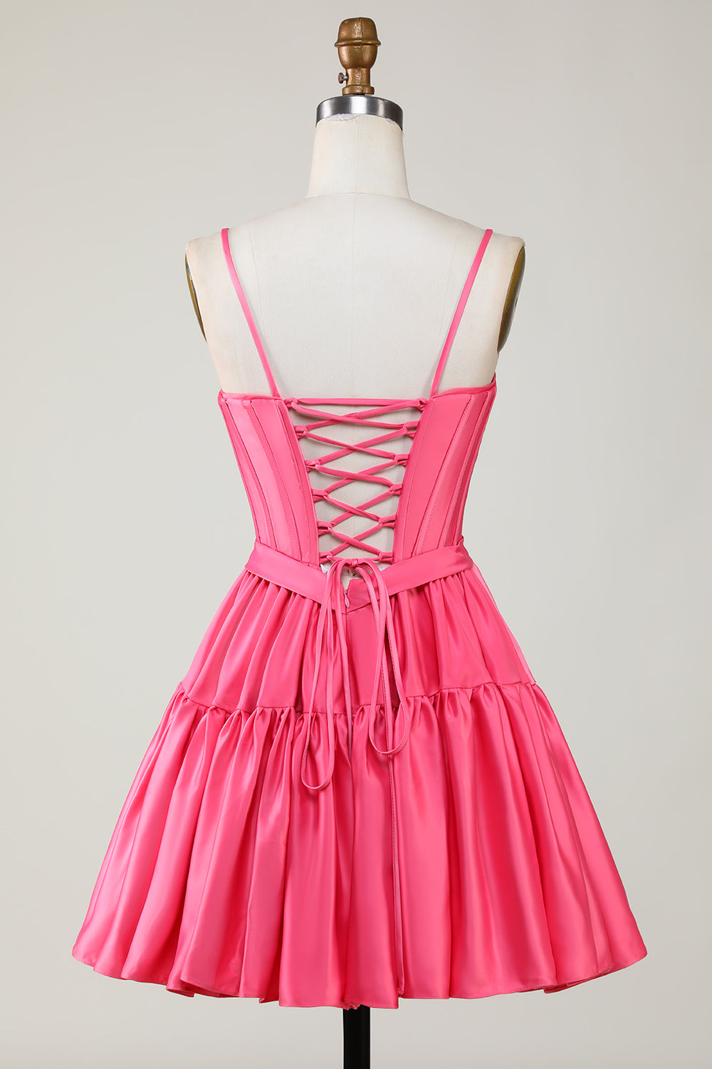 Red Homecoming Dresses A Line Spaghetti Straps Short Satin Prom Dress