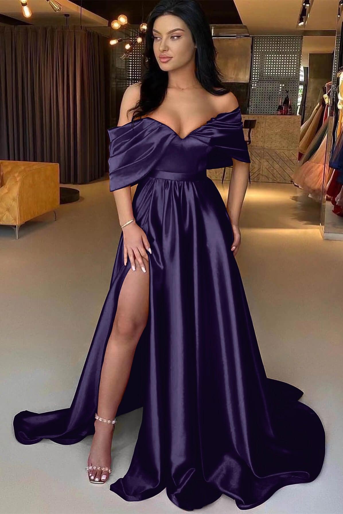 Red Prom Dress A Line Off the Shoulder Strapless Long Evening Formal Dress With Split