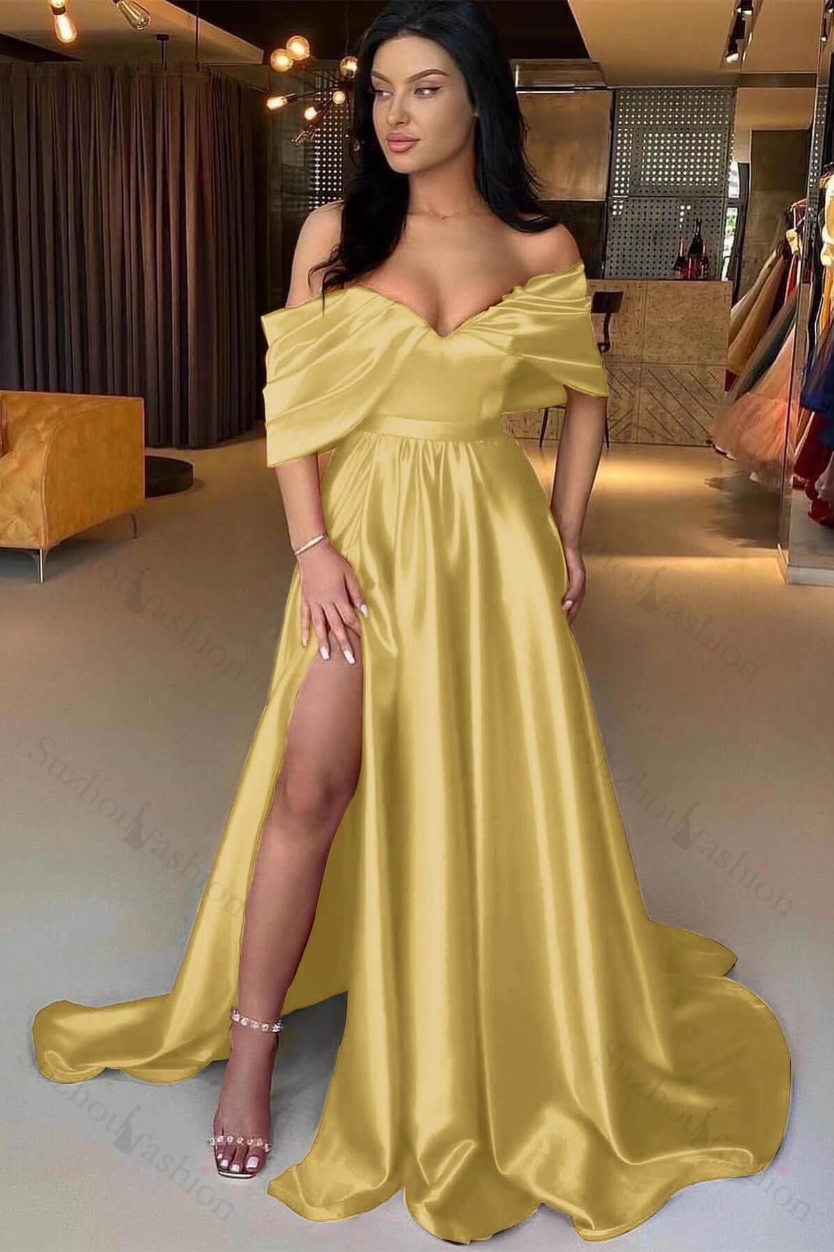 Red Prom Dress A Line Off the Shoulder Strapless Long Evening Formal Dress With Split