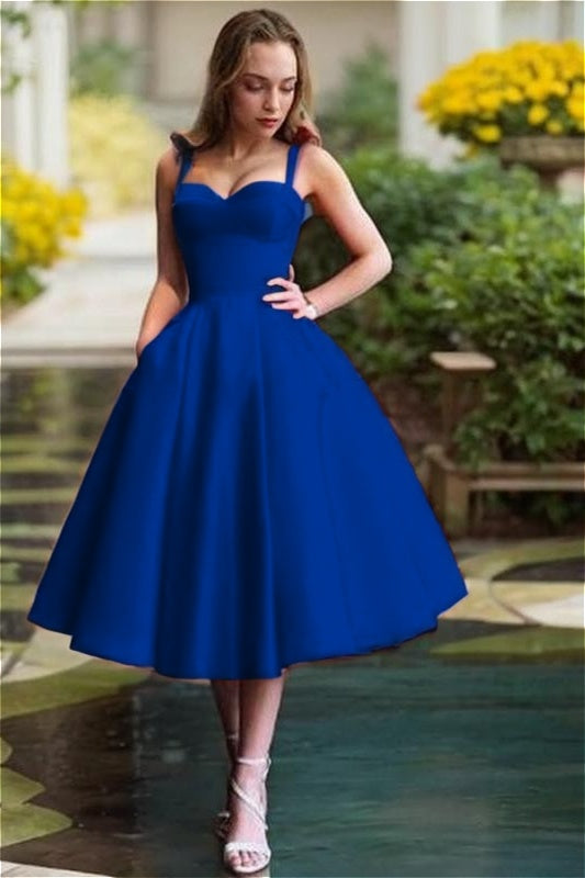 Red Spaghetti Strap Sweetheart Sleeveless A Line Short Homecoming Dress