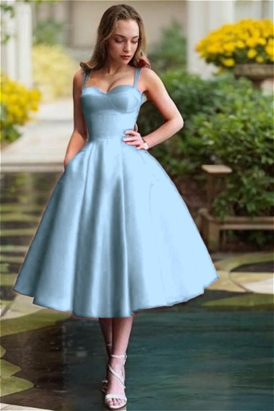 Red Spaghetti Strap Sweetheart Sleeveless A Line Short Homecoming Dress